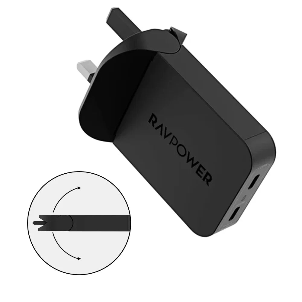 Ravpower 65W Gan Slim Charger - Black - Tashqila Ravpower 65W Gan Slim Charger - Black - Tashqila